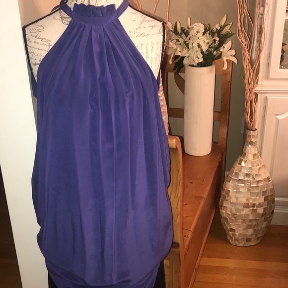 Blue long sleeve sleeveless blouse - Picture 1 of 8